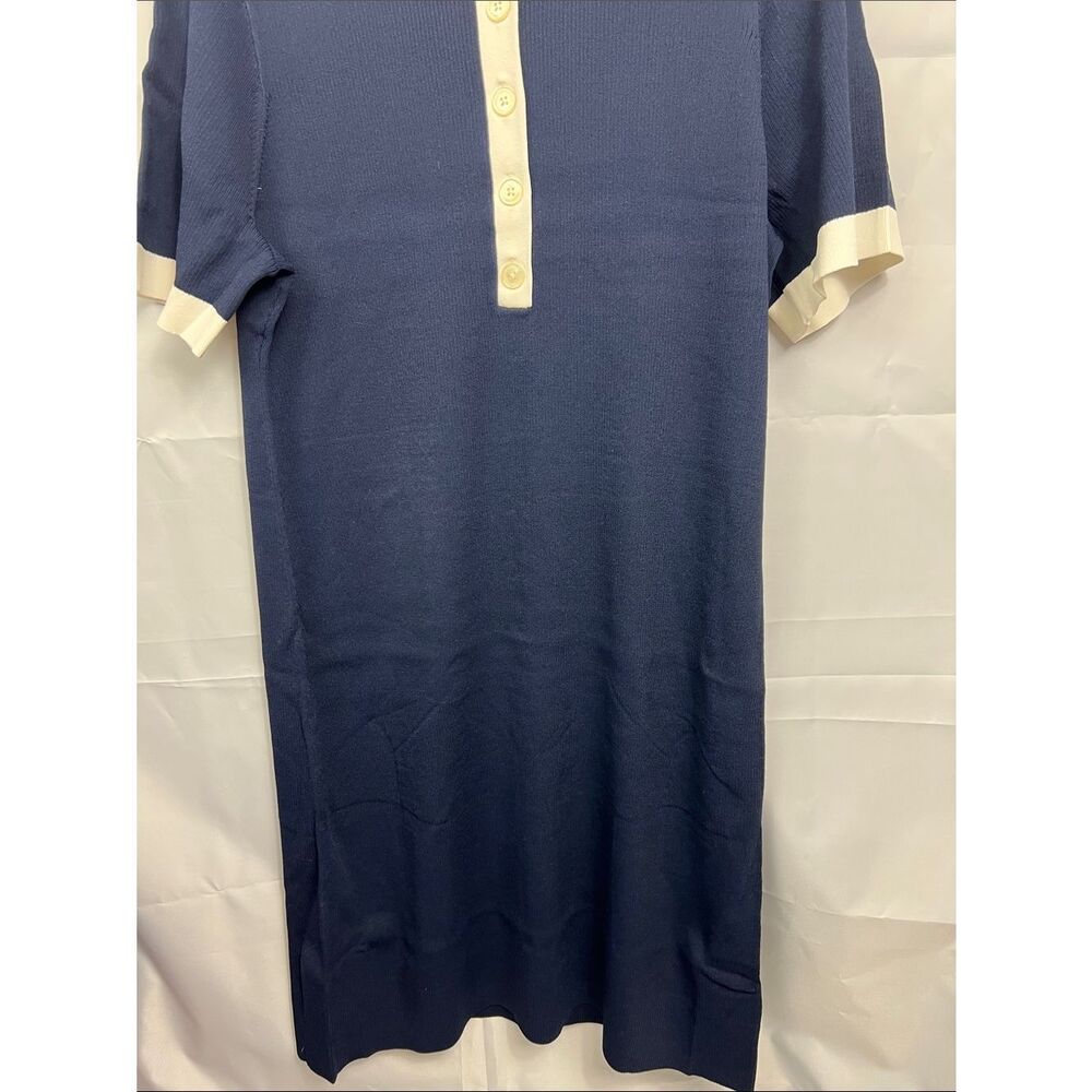 J. Crew Short-sleeve contrast-trim sweater-dress BP517 Navy white size 2X NWT - Picture 10 of 16